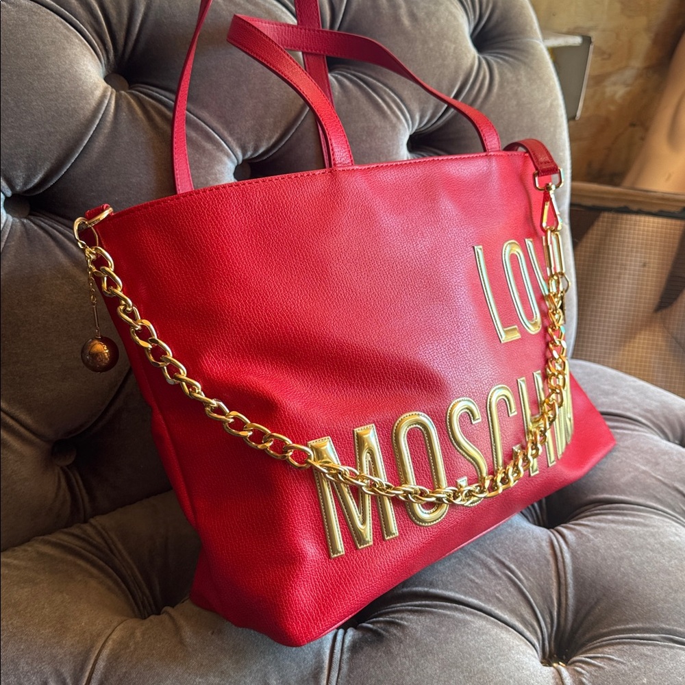 Love Moschino Red Leather Tote - Picture 9 of 11